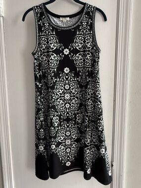 Max Studio Black Dress with White Floral Print Size S